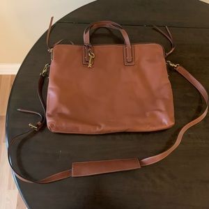 Fossil brown leather satchel